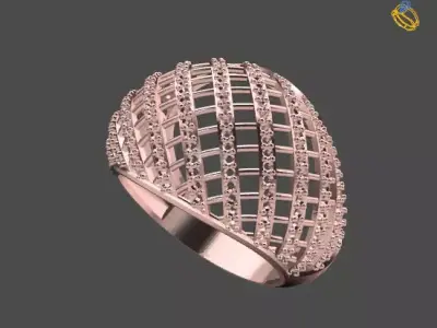 Women Stone Rings Diamond 3D print model 13