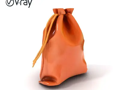 Leather Pouch Model Pack with Drawstring Closure Low-poly 3D model