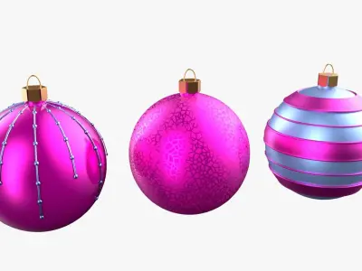 Christmas Tree Ornament Set2 - Pink LightBlue Low-poly 3D model