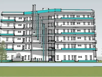 Apartment Building 6 stories tall 3D model