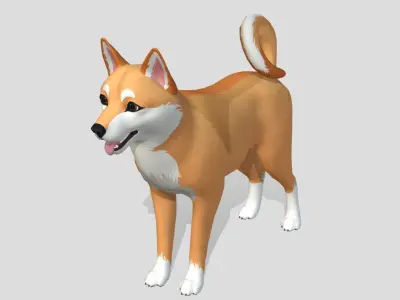 Cartoon Dog - Shiba Inu Low-poly 3D model