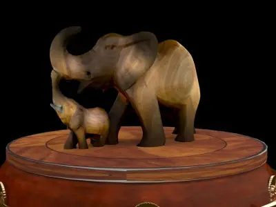 Chinese wooden elephant figure  3D model