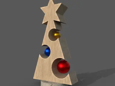 Christmas tree decor with balls Low-poly 3D model