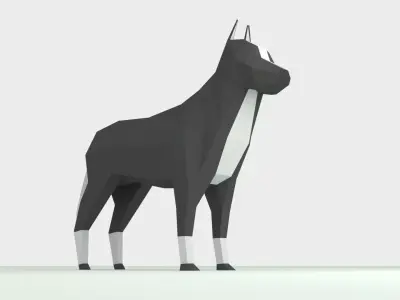 lowpoly dog polygonal horse 3D model