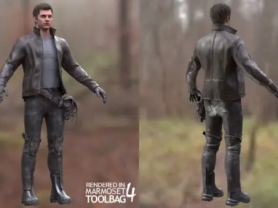 Man - Cyber Outfit - Modular - Rigged Low-poly 3D model