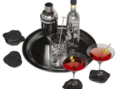 Cocktail decor set 3 3D model