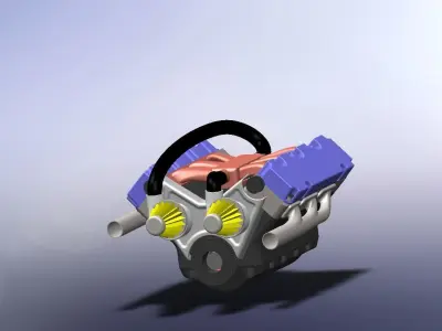 Twin Turbo V6 Engine  3D print model