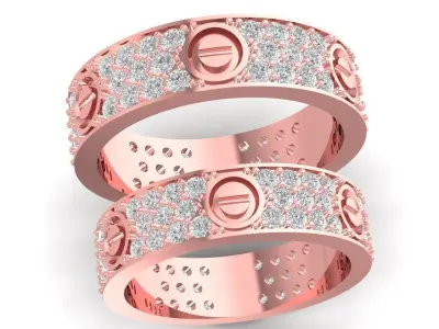 Luxury Screw Style Diamond Ring 3D Model 1512 3D print model