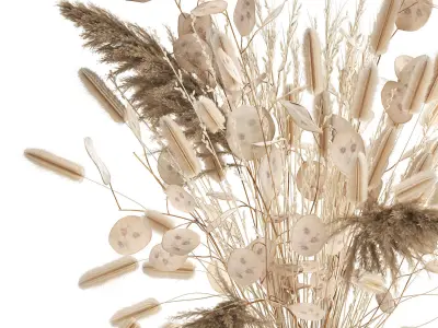 Bouquet of dried flowers in a glass vase 126 3D model