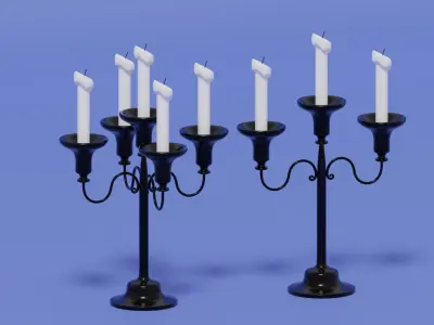 Vintage Candlestick With Candles 3D model