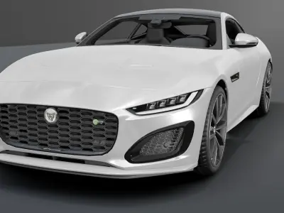 Jaguar F Type White Animated and Rigged Low-poly 3D model