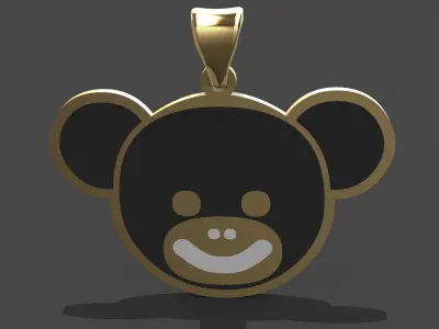 Bear Character Enamel Pendant 3D model Texture 3D print model