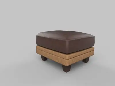 chair leather ottoman Low-poly 3D model