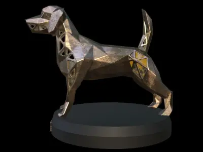 Steampunk Dog Low-poly 3D model