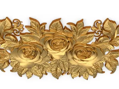 mural classic flowers decor ornament 02 3D model