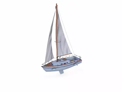 Sailing Yacht with Interior 02 Low-poly PBR Low-poly 3D model