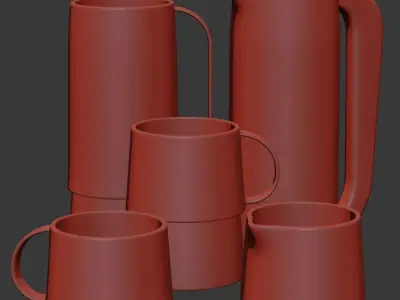 Arita Houen Ceramic Mugs  Low-poly 3D model