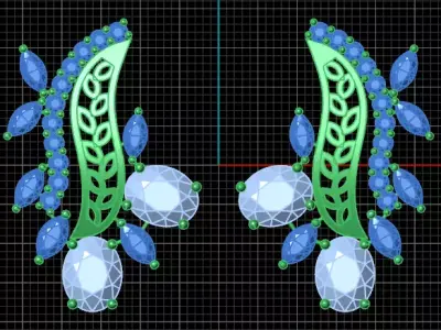 free oval and marquise jewelry earring  Free 3D print model