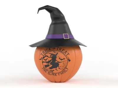 Halloween orange pumpkin with logo 3D model