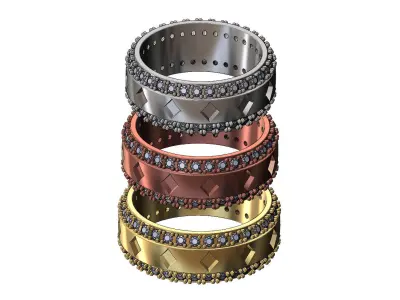 Playing cards diamond sides cigar band US sizes 7 8 9 3D print model