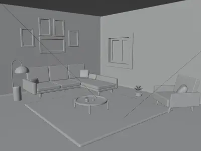 Simple Living Room Design Free 3D model