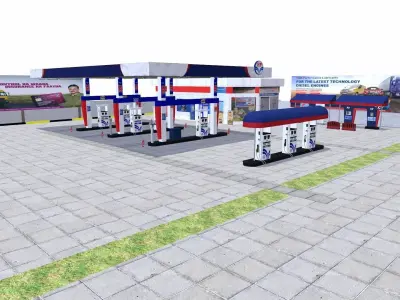 HP Petrol Pump Low-poly 3D model