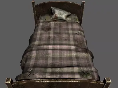 Old bed Free low-poly 3D model