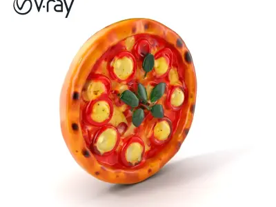 Margherita Pizza Delicious Render model pack Low-poly 3D model