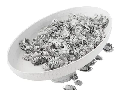 Decorative set with Audo Pavot vase and dried flowers 3D model