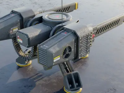 Low poly sci fi turret Free low-poly 3D model
