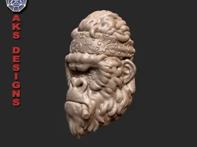 Gangster Gorilla version 1 Bas relief 3D print model