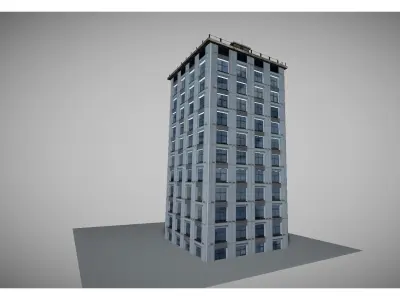 low poly city buidling Free low-poly 3D model