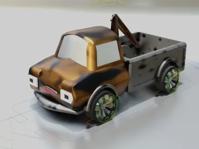 cartoon tow car Low-poly 3D model