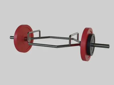 Trap Bar Deadlift - Hex Bar Barbell - Gym Equipment Low-poly 3D model