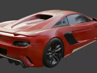Generic Supercar Red 3D Model 3D model