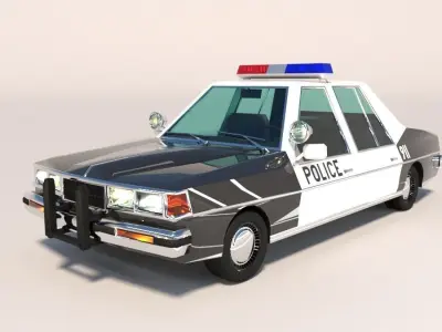 Police car in cartoon style  Low-poly 3D model