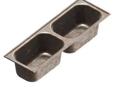Rusty Double Bowl Kitchen Sink 3D model