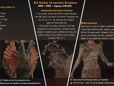 812 Brushes-Architectural Kitbash-Gothic- Imm-Vdm-Alphas Low-poly 3D model