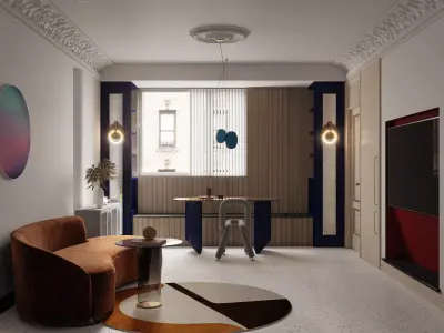 Luxury living room dining room interior scenes 53 3D model