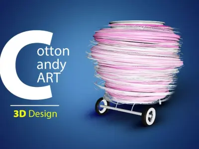 Cotton Candy Cart 3D model