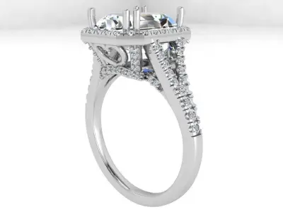 Emerald Halo Split Shank Ring 3565 3D print model