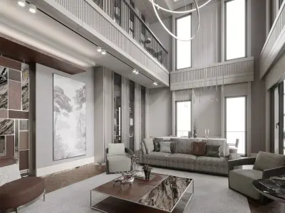 Modern Penthouse 3D Interior Scene 3D model