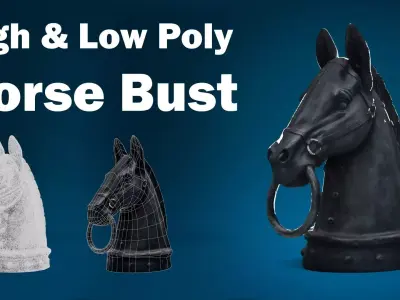 Horse Bust Low-poly 3D model