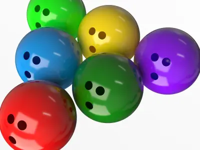 Bowling Ball Set Low-poly 3D model