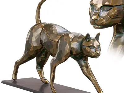 Cat statue Low-poly 3D model