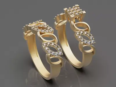 Lux ring silver gold sterling printable jewelry 3D model 3D print model 9