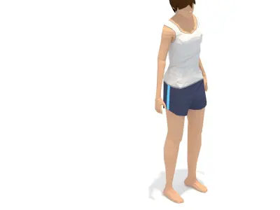 Lunge Yoga Exercise Woman Animation Low-poly 3D model