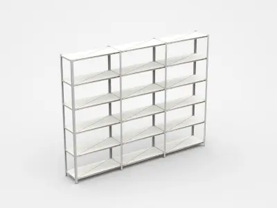 Semi-level White Industrial Shelf 3D model