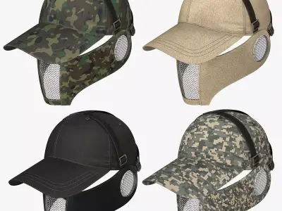 Tactical Mask Face And Ear Protection with Baseball Cap 3D Model Pack