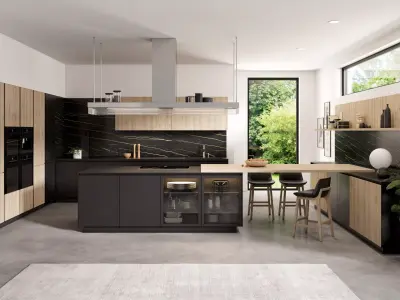 Black modern kitchen 3D model
